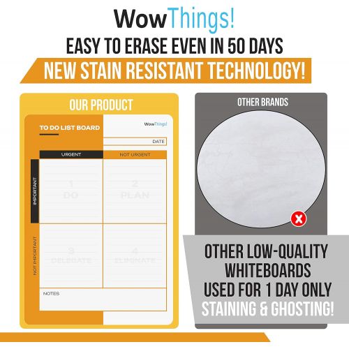  WowThings! Eisenhower Matrix Quadrant To Do List Magnetic for Refrigerator - Dry Erase White Board Planner Sheet - Urgent Important Matrix Whiteboard Organizer Planner - To-Do Magnet Pad for