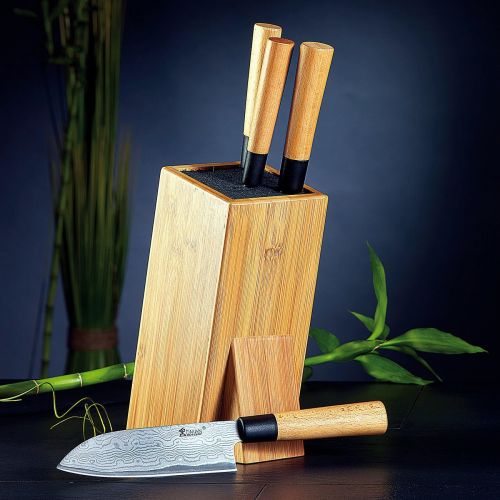  TokioKitchenWare Messerhalter: Universal-Messerblock aus Holz mit Borsteneinsatz (Messer-Bloecke)