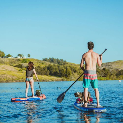 인플레터블 SURFMASS Inflatable SUP 11’ L x 6” T x 32” W Stand Up Paddle Board Stance iSUP with Adjustable Fiberglass Paddle, Dual Chamber Hand Pump, Wheeled Travel Backpack, Safety Ankle Leas