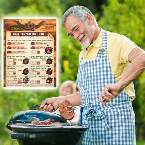  Intel Kitchen Cool Cooking Gift Set: Most Useful Comprehensive Kitchen Metric Measurement Conversion Chart + BBQ Meat Temperature Guide Magnets 8.5x11 Grilling Cooking Baking Recipe Book Accesso
