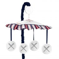Sweet Jojo Designs Red, White and Blue Musical Baby Crib Mobile for Baseball Patch Sports Collection