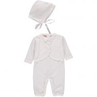 Boutique Collection Baby Boys Christening Outfit with Attached Vest and Matching Bonnet