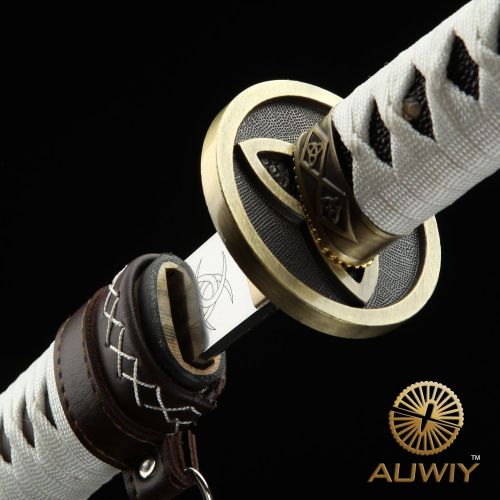  Ten Auway Michonne Katana Sword, Walking Dead Samurai Sword with Wooden and Polyurethane Scabbard Fully Handmade Japanese Katana Sword 1060 High Carbon Steel