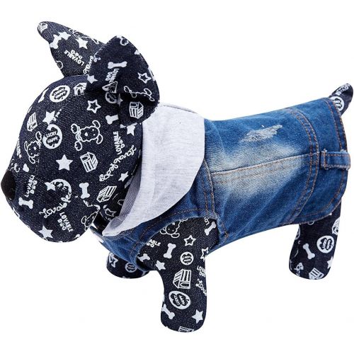  Companet Pet Vests Dog Denim Hoodies Dog Clothes Puppy Jacket Dog Outfit for Small Dogs