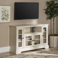 상세설명참조 WE Furniture Traditional Wood Stand for TVs up to 56 Living Room Storage, 52, White