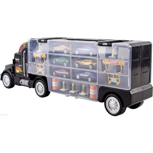  [아마존 핫딜] [아마존핫딜]WolVol Transport Car Carrier Truck Toy for Boys and Girls (includes 6 cars and 28 slots)
