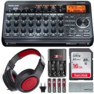 Tascam DP-008EX 8-Track Digital Pocketstudio Bundle with Protective Case +Rechargerbale Batteries & Charger + Cables + 16 GB + Fibertique Cleaning Cloth
