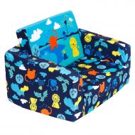 MallBest Kids Sofas Childrens Sofa Bed Babys Upholstered Couch Sleepover Chair Flipout Open Recliner (BlueJungle)