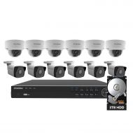 LaView 2MP IP 12 Camera Security System, 16 Channel IP PoE 4K Output NVR, 3TB HDD and 8 IP Bullet & 4 IP Dome Weatherproof White Surveillance Camera Kit