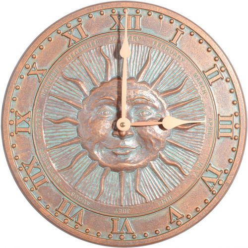  Whitehall Products Sunface Clock, Copper Verdi