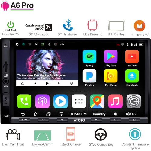  [아마존베스트]ATOTO A6 Pro A6Y2721PRB 2DIN Android Car Navigation Stereo - Dual Bluetooth w/aptX - Fast Phone Charge/Ultra Preamplifier - in Dash Entertainment Multimedia Radio,WiFi,Support 256G