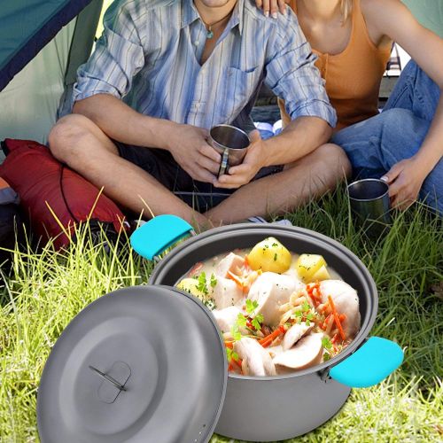  TOMSHOO Titanium Camping Stove Titanium Cup Mug Pot Compact Durable Portable Camping Cookware Mess Kit with Pot Spork Pan Water Bottle(Optional) (Titanium Fry Pan-4)