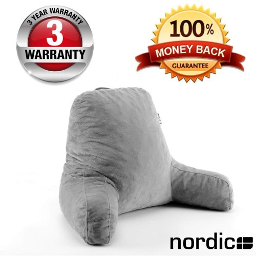  DailyNordic Nordic Large Plush Reading Pillow - Great for Adults, Teens, and Kids - Shredded Foam Bedrest Pillow with Armrests-TV, Pregnancy Lumbar & Head Neck Coccyx Relax Lower B