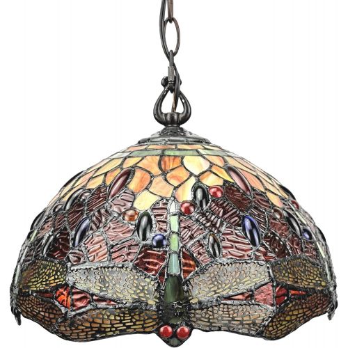  Amora Lighting AM1034HL14 Tiffany Style Stained Glass Hanging Lamp Ceiling Fixture