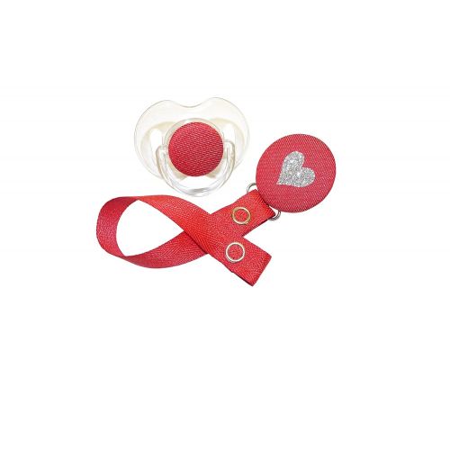  ClassyPaci Glitter Heart Pacifier Gift Set, Red