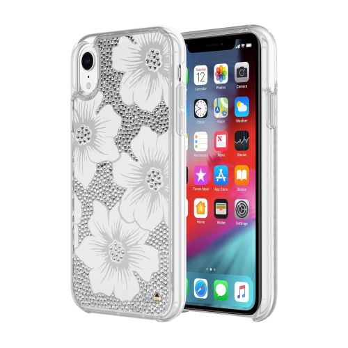 케이트 스페이드 뉴욕 Kate Spade New York Phone Case | for Apple iPhone XR | Protective Clear Crystal Phone Cases with Slim Design and Drop Protection - Hollyhock CreamBlush  Crystal Gems