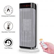 TRUSTECH Electric Space, 750W 1500W Fast Heating Portable Oscillating Ceramic Tower Heater for Office Home Use, with Remote Control, Auto Shut, Black