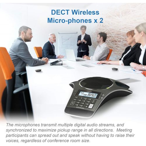 브이텍 VTech VCS702 ErisStation DECT 6.0 Conference Phone with Two Wireless Mics using Orbitlink Wireless Technology