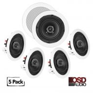 OSD Audio In-CeilingIn-Wall Speaker Home Theater 5-Speaker Package w Swivel Dome Tweeter Paintable Snap-In Grill (5.25 - 5 Pack)