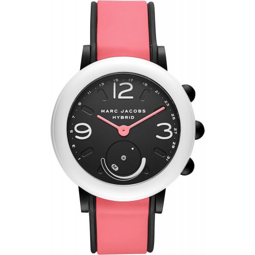 마크 제이콥스 Marc+Jacobs Marc Jacobs Womens Riley Aluminum and Rubber Hybrid Smartwatch, Color: Pink, Black (Model: MJT1003)