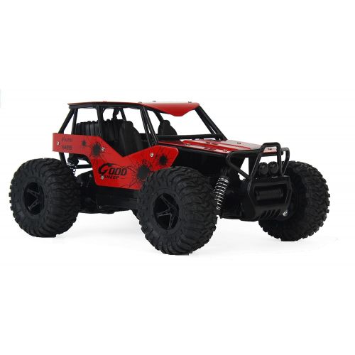  Velocity Toys The King Cheetah Turbo Remote Control Toy Red Rally Buggy RC Car 2.4 GHz 1:16 Scale Size w Working Suspension, Spring Shock Absorbers