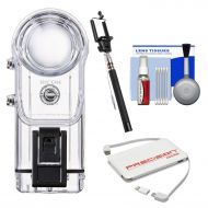 Ricoh TW-1 Marine Underwater Housing for Theta V/S/SC Cameras with Selfie Stick + Portable Charger + Cleaning Kit