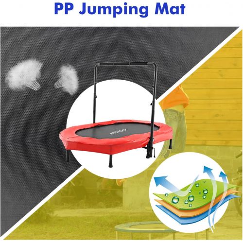  ANCHEER Trampoline, Mini Rebounder Trampoline with Adjustable Handle for Two Kids, Parent-Child Twins Trampoline