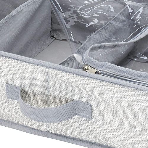  MDesign mDesign Soft Fabric Under Bed Storage Organizer Holder Bag for Clothing, Accessories, Boots - Easy-View Top Panel, 2-Way Zippered Lid, Side Handles - 4 Sections & 12 Sections - Set