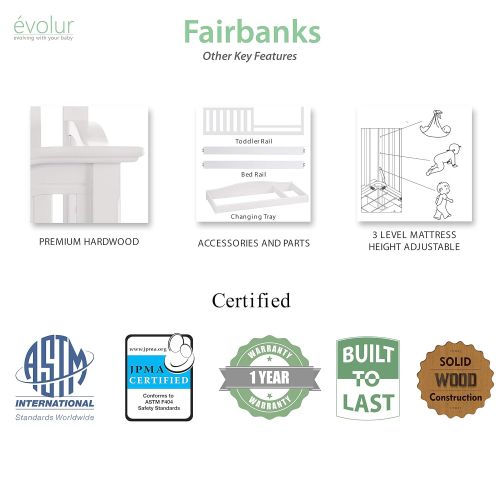  Evolur Fairbanks 5-in-1 Convertible Crib, Winter White