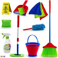 [아마존 핫딜] Play22 Kids Cleaning Set 12 Piece - Toy Cleaning Set Includes Broom, Mop, Brush, Dust Pan, Duster, Sponge, Clothes, Spray, Bucket, Caution Sign, - Toy Kitchen Toddler Cleaning Set