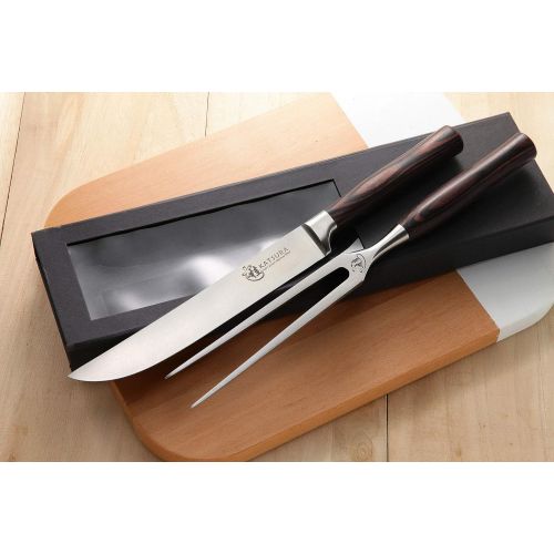  ZHEN Japanese High Carbon Stainless Steel 8 BBQ Carving Set, Silver