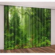 LB 2 Panels Room Darkening Thermal Insulated Blackout Window Curtains,Dense Forest Hot Style Window Treatment 3D Window Drapes for Living Room Bedroom,28 by 65 inch Length
