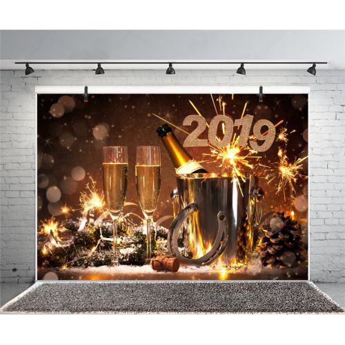  2019 Happy New Year Photography Backdrop - Photo Background - Yeele 10x6.5ft New Year Eve Midnight Fireworks Carnival Backdrop Picture Party Banner Decor Family Portrait Shooting S
