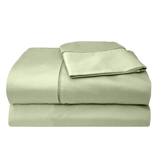  Veratex Legacy Collection 500 Thread Count 100% Egyptian Cotton Sateen Bed Sheet Set with Elegant Stitch Hem Design, Twin Size, Sage