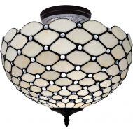 Amora Lighting AM086CL16 Tiffany-Style Jewel 2-Light Semi-Flush Ceiling Fixture, 16-Inch