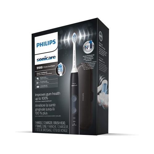 필립스 Philips Sonicare ProtectiveClean 5100 Gum Health, Rechargeable electric toothbrush with pressure sensor, Black HX685060, 1 Count