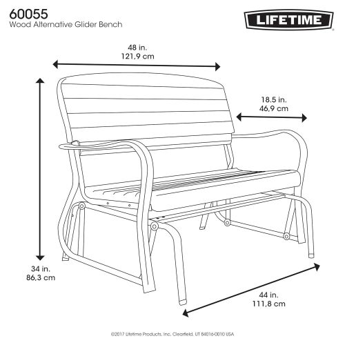 라이프타임 Lifetime 60055 Outdoor Glider Bench, 4, Walnut Brown