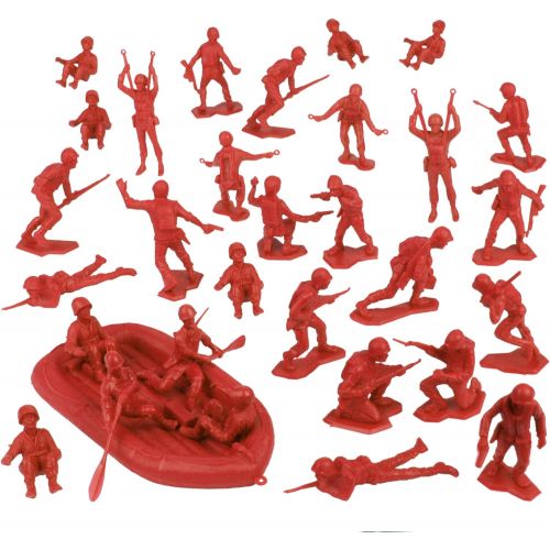  BMC Marx Plastic Army Men US Soldiers - Red 31pc WW2 Figures - Made in USA