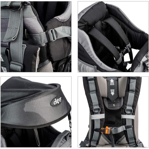  Clevr Cross Country Baby Backpack Hiking Carrier, 17 x 15 x 26, Midnight Black