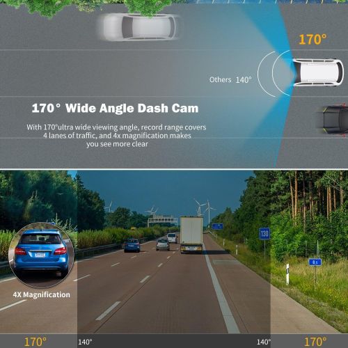  Dash Cam, Trekpow by ABOX HD 1080P Car DVR Dashboard Camera with 180°Rotation for Front or Cabin, 2 LCD, 170°Wide Len, Night Vision, G-Sensor Lock, Loop Recording, Motion Detection