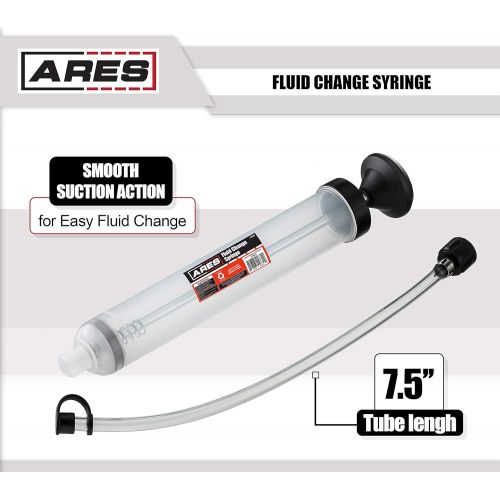  ARES 70920 - Fluid Change Syringe - Smooth Suction Action for Easy Fluid Change - Ideal for Power Steering Fluid, Brake Fluid Removal and More - 200cc Max Capacity
