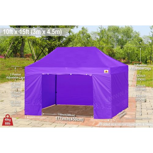  ABCCANOPY 18+ Colors Deluxe 10x15 Pop up Canopy Outdoor Party Tent Commercial Gazebo with Enclosure Walls and Wheeled Carry Bag Bonus 4X Weight Bag and 2X Half Walls (White)