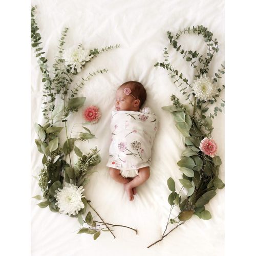  embe 2-Way Starter Swaddle Blanket, 5-14 lbs, Diaper Change w/o Unswaddling, Legs in and Out Design, Warm Up or Cool Down 100% Cotton, 0-3 Months (Pink Clustered Flowers)