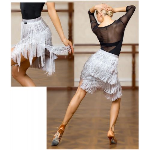  GloriaDance Superstar Series:G2048 Latin Ballroom Dance Professional Four Layer Tassels Swing Skirt