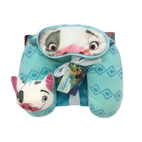  Jay Franco Disney Moana 3 Piece Plush Kids Travel Set with Neck Pillow, Blanket & Eye Mask (Official Disney Product)