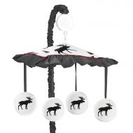 Grey, Black and Red Woodland Plaid and Moose Musical Baby Crib Mobile for Rustic Patch Collection by Sweet Jojo Designs