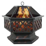 /F2C Outdoor Heavy Steel Hex Shape 24 Fire Pit Wood Burning Fireplace Patio Backyard Heater Steel Firepit Bowl (24 Hex)