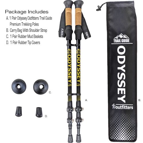   ON SALE  Odyssey Outfitters Lightweight Collapsible Hiking Trekking Poles | Stronger Than Carbon Fiber | 7075 Aluminum | 2 Poles Quick Locks Cork Handles | 5 Year Warranty (Ye