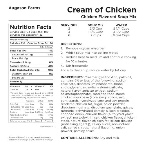  Augason Farms Cream of Chicken Chicken Flavored Soup Mix 3 lbs 3 oz No. 10 Can