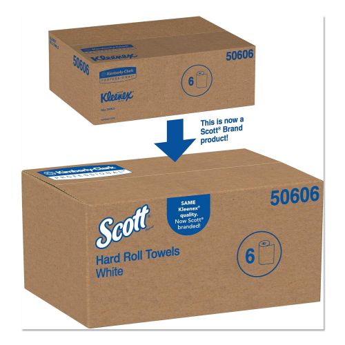  Scott 50606 Essential Plus Hard Roll Towels 8 x 600 ft, 1 3/4 Core dia, White (Case of 6 Rolls)